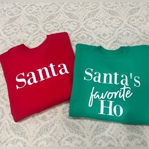 Set of 2 Couples Christmas Sweatshirts- Santa & Santa’s Favorite Ho
